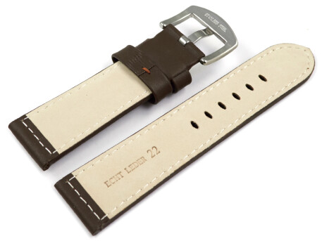 Bracelet De Montre En Cuir Grainé Croco Brun - Largeurs 22mm Et 24mm, Boucle Ardillon, Neuf Avec étiquettes