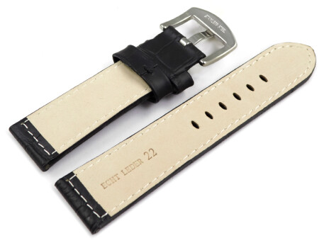 Bracelet montre  boucle ardillon large-gr.croco-noir-cout.noir