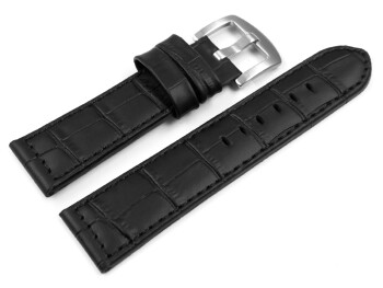 Bracelet montre à boucle ardillon large-gr.croco-noir-cout.noir