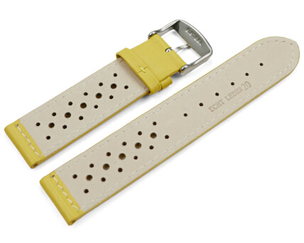Bracelet de montre - cuir de veau perfor - surpiqu - jaune