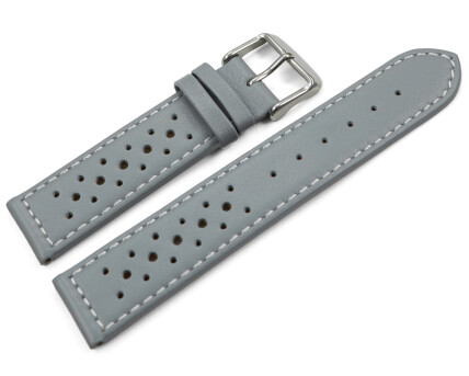 Bracelet de montre cuir de veau perfor surpiqu gris