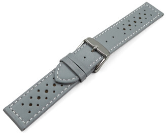 Bracelet de montre - cuir de veau perforé - surpiqué - gris