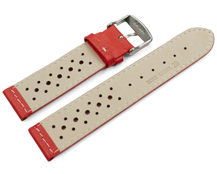 Bracelet De Montre Cuir Veau Noir, Surpiqûre Blanche, Style Pilote Chrono