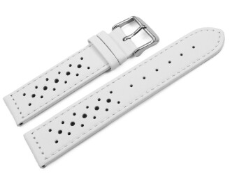 Bracelet de montre - cuir de veau perforé - blanc - cout. blanche