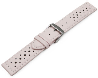 Bracelet de montre - cuir de veau perforé - surpiqué - rose pâle