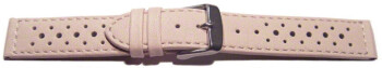 Bracelet de montre - cuir de veau perforé - surpiqué - rose pâle