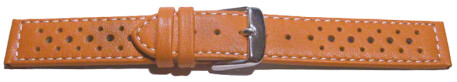 Bracelet de montre - cuir de veau perforé - surpiqué - orange