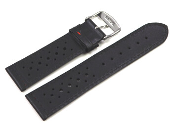 Bracelet de montre - cuir de veau perforé - noir,...