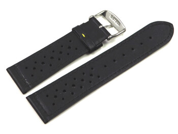 Bracelet de montre - cuir de veau perforé - noir,...