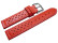 Bracelet de montre - cuir de veau perforé - surpiqué - rouge 16mm Acier