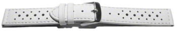 Bracelet de montre - cuir de veau perforé - blanc - cout. blanche 16mm Acier