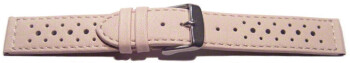 Bracelet de montre - cuir de veau perforé - surpiqué - rose pâle 16mm Acier