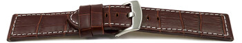 Bracelet de montre à boucle ardillon large - grain croco - brun - 22mm 24 mm