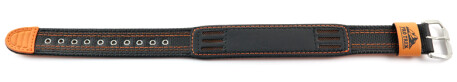 Bracelet en une pice Casio en tissu/cuir noir couture orange p. PRG-510GB-4