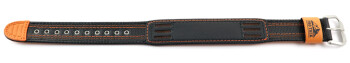 Bracelet en une pice Casio en tissu/cuir noir couture...