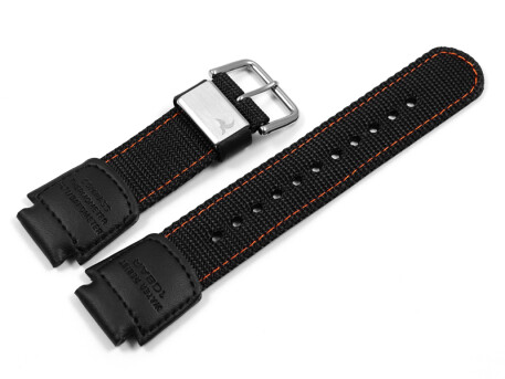 Bracelet Casio en tissu/cuir pour la montre SGW-1000B-4 noir, couture orange