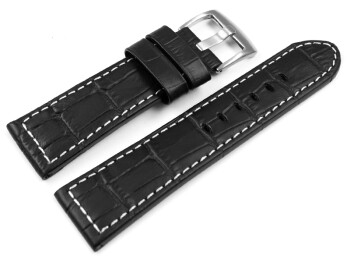 Bracelet de montre à boucle ardillon large-grain croco-noir
