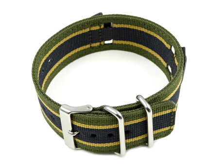 Bracelet montre Casio textile vert bande jaunes et bande...