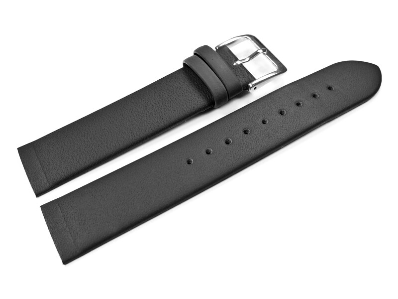 Bracelet Zenith Cuir Noir Boucle D'origine - Taille 22mm - Années 90 - Neuf Sans étiquette