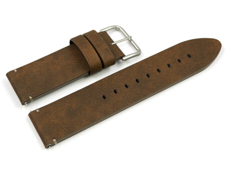 Bracelet De Montre En Cuir Véritable - Rechange Vintage, Boucle Acier, Largeurs 20/22/24 Mm