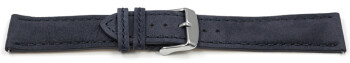 Bracelet montre bleu foncé cuir tannage végétal barrettes...