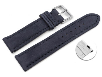 Bracelet montre bleu foncé cuir tannage...