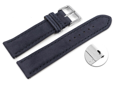 Bracelet montre bleu foncé - cuir tannage...