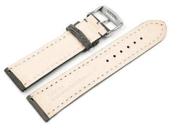 Bracelet montre gris - cuir tannage végétal - barrettes ressorts avec système de montage rapide 22mm Acier