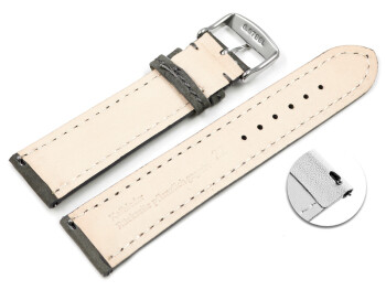 Bracelet montre gris - cuir tannage végétal - barrettes ressorts avec système de montage rapide 22mm Acier