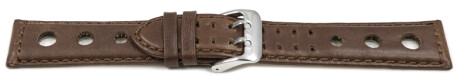 Bracelet montre BIO cuir marron - tannéau moyen de substances - végétales 22mm
