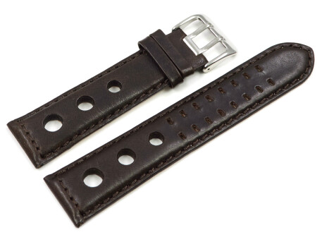 Bracelet montre BIO cuir marron foncé -...