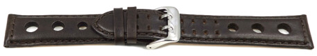 Bracelet montre BIO cuir marron foncé - tannéau moyen de substances - végétales 20mm