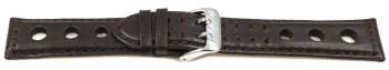 Bracelet montre BIO cuir marron foncé - tannéau moyen de substances - végétales 22mm