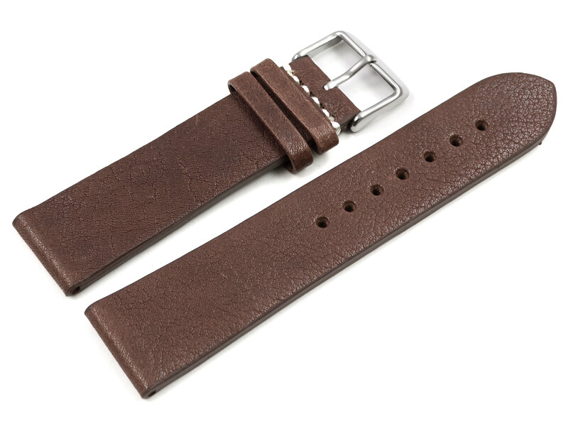Bracelet Montre Cuir Vachette Soft Vintage - Dégagement Rapide, Marron Clair, Taille M