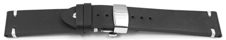 Bracelet montre cuir - Modèle  Rustique - noir - Boucle papillon