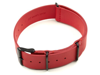 Bracelet cuir NATO rouge avec boucle noire...