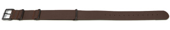 Bracelet cuir NATO marron foncé avec boucle noire véritable vachette 18mm