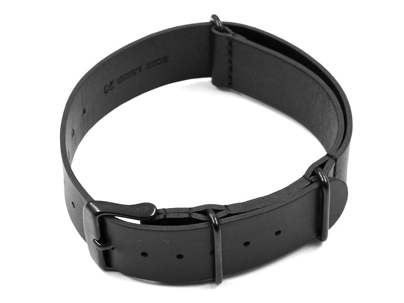 Bracelet NATO En Cuir De Vachette Marron - Boucle Noire, Tailles 18mm 20mm 22mm 24mm, Neuf Avec étiquettes