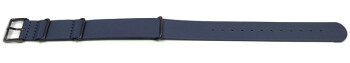 Bracelet cuir NATO bleu foncé avec boucle noire véritable vachette 18mm