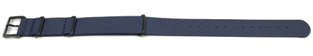 Bracelet cuir NATO bleu foncé avec boucle noire véritable vachette 24mm