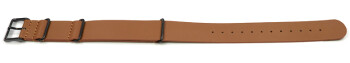 Bracelet cuir NATO marron clair avec boucle noire véritable vachette
