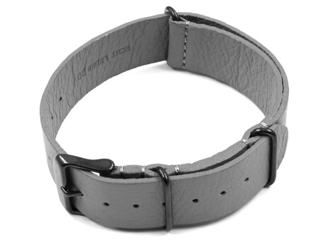 Bracelet cuir NATO gris avec boucle noire...