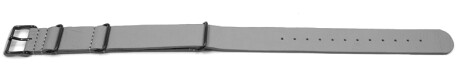 Bracelet cuir NATO gris avec boucle noire véritable vachette 18mm
