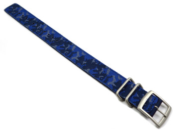 Bracelet montre textile réversible Casio en camouflage bleu et bleu foncé  pour DW-5600LU-2