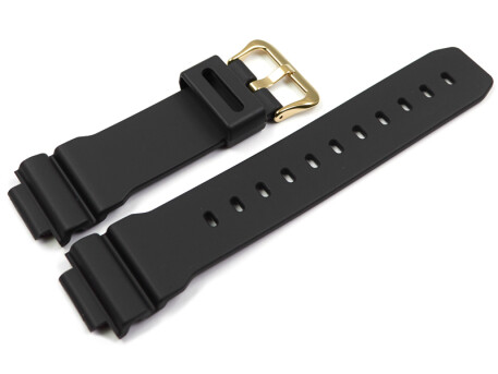 Bracelet montre Casio avec boucle dorée pour DW-9052GBX-1A9 en résine noire