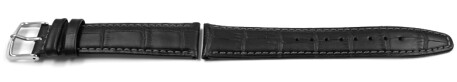 Bracelet montre Lotus cuir noir  coutures blanches pour 18325/1 18325/2 18325