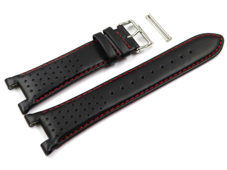 Bracelet montre cuir Casio EFS-S520CBL-1 EFS-S520CBL noir coutures rouges