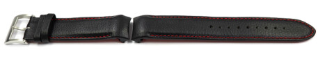 Bracelet de rechange Casio cuir noir couture rouge  EQB-800BL-1A EQB-800BL