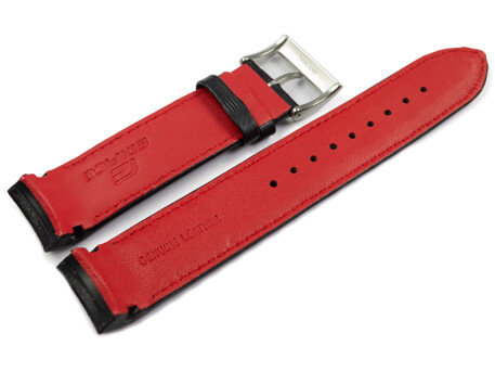 Bracelet de rechange Casio cuir noir couture rouge  EQB-800BL-1A EQB-800BL