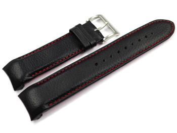 Bracelet de rechange Casio cuir noir couture rouge...